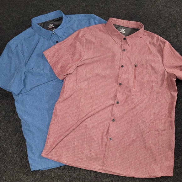 ZeroXposur Travel Series Shirts XXL Blue Red Short Sleeve Button Up Mens Lot - Picture 1 of 9